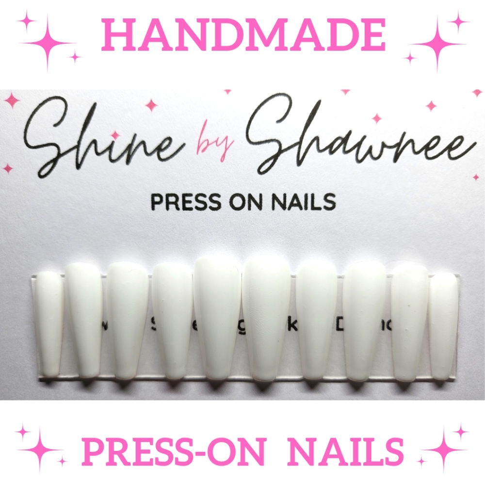 Handmade Luxury Press-On Nails | Sturdy & Reusable | SATIN WHITE